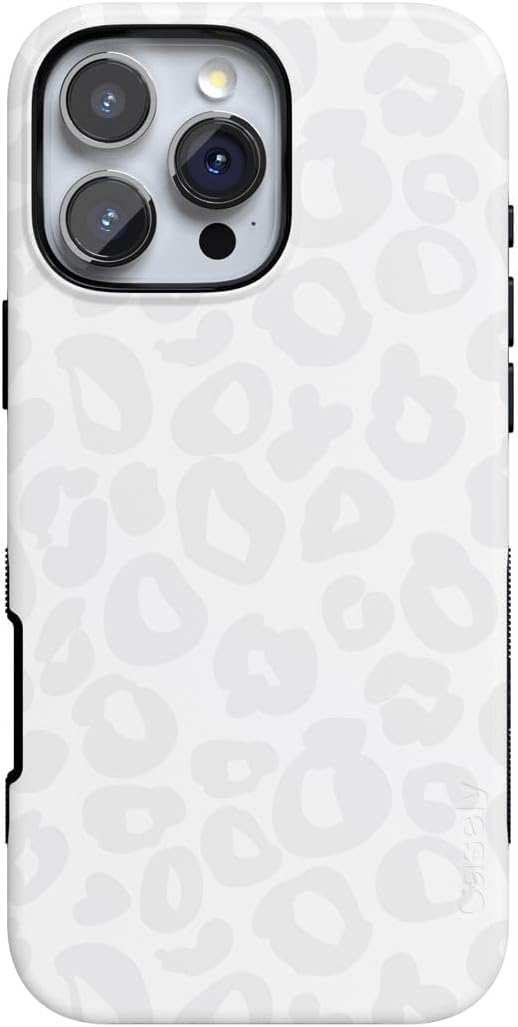 Casely iPhone 16 Pro Max Case - Bold Protection in White Snow Leopard