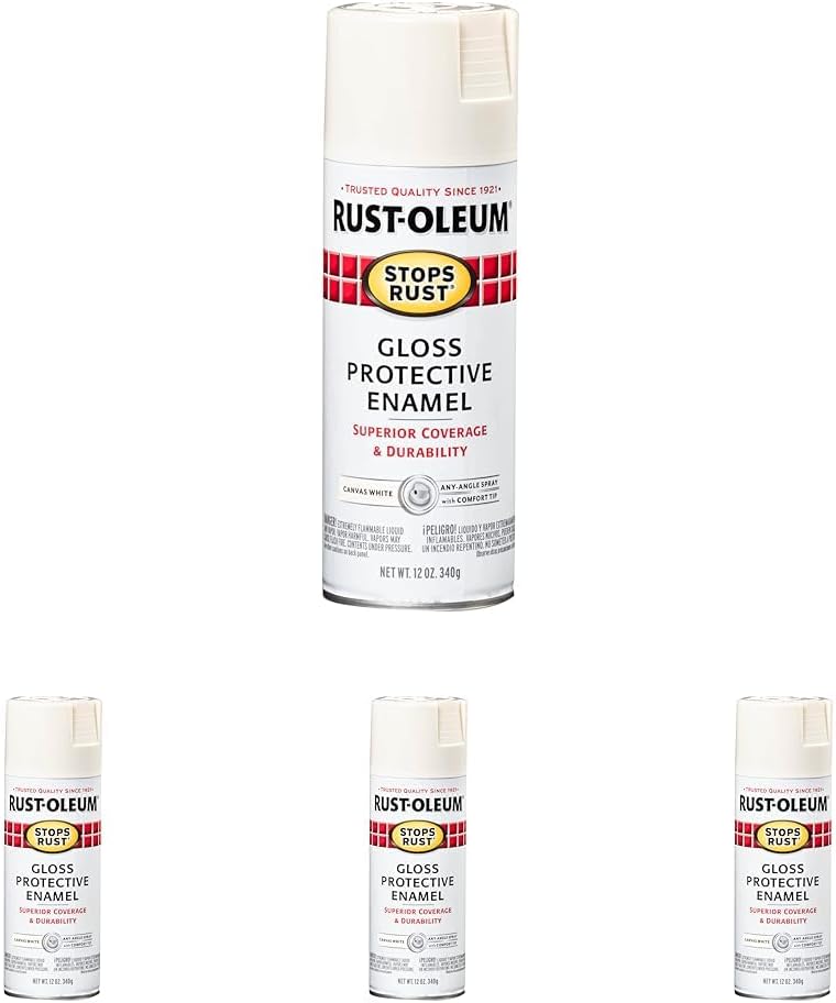 Rust-Oleum Stops Rust Spray Paint, Gloss Canvas White, 12 oz