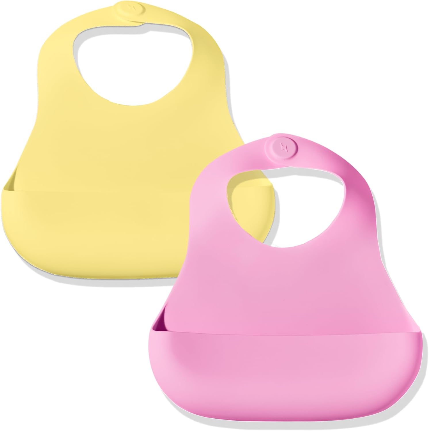 Magnetic Silicone Bibs 2-Pack for Easy Baby Feeding and Cleanup