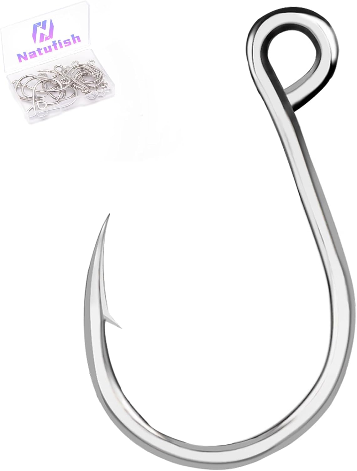 Natufish 25Pcs Inline Single Hooks - Treble Hook Replacement for Lures