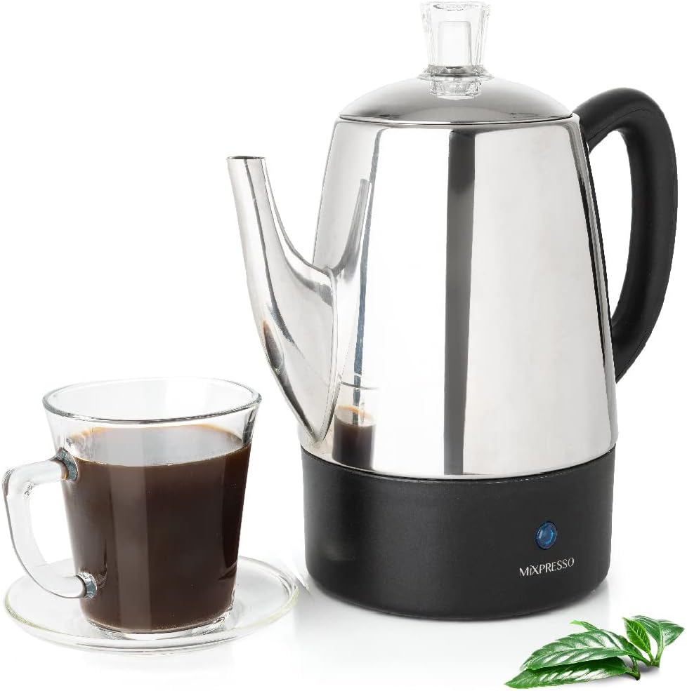 Mixpresso Electric Percolator Coffee Pot Brews 10 Cups of Coffee