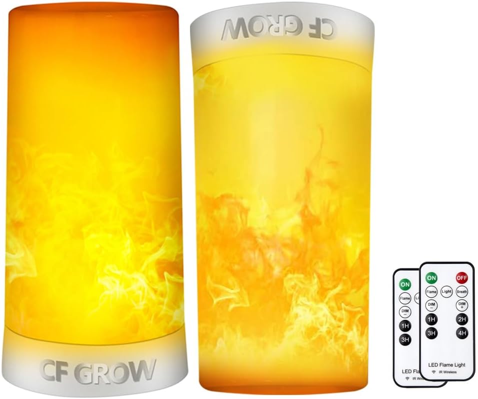 LED Flame Effect Fireplace Light - USB Rechargeable Candle Set