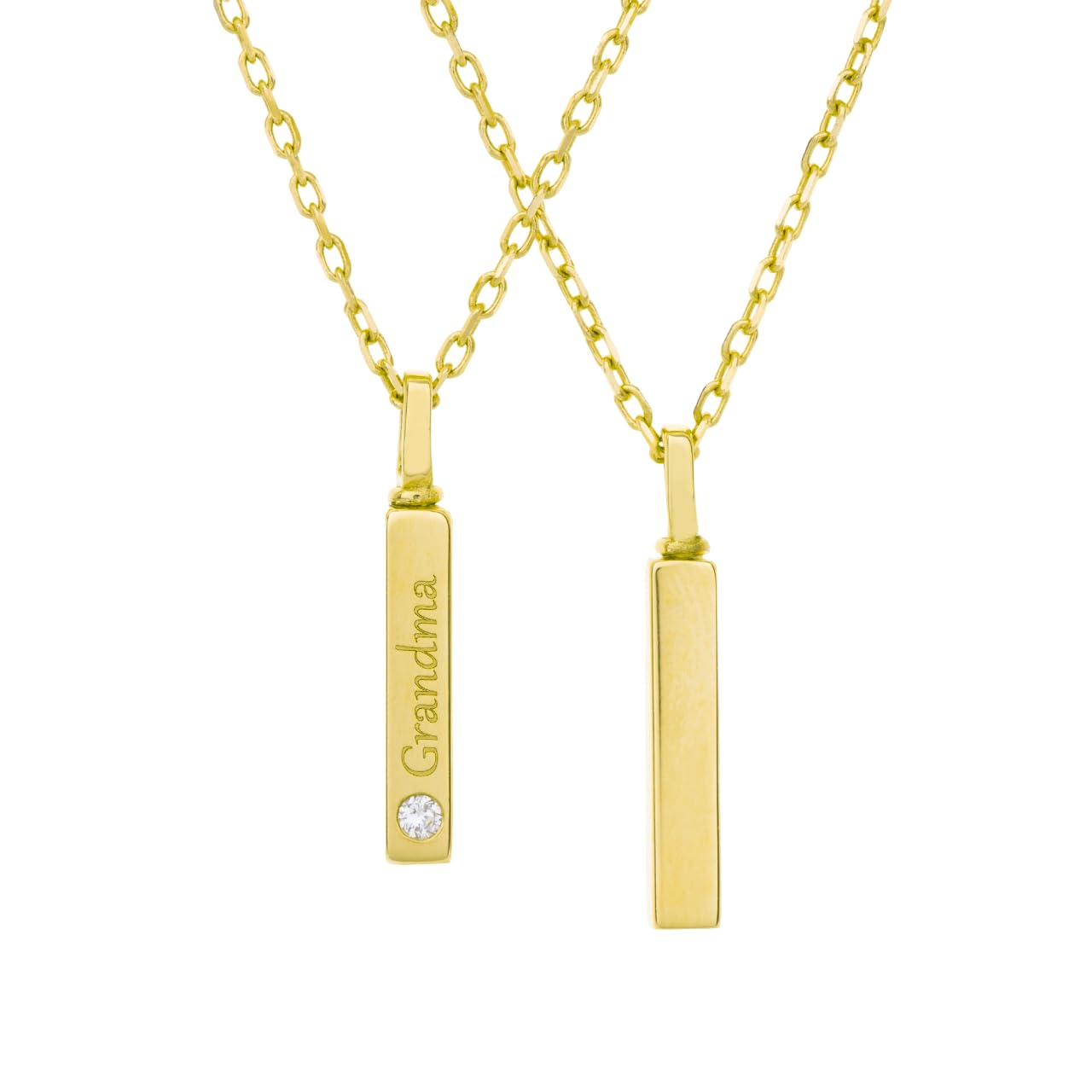 Solid Gold Bar Necklace for Ashes - Custom Engraving Keepsake