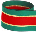 USA Made 2-1/4ft Spruce Green Red Gold Holiday Grosgrain Ribbon