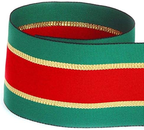 USA Made Holiday Grosgrain Ribbon in Spruce Green, Red, Gold