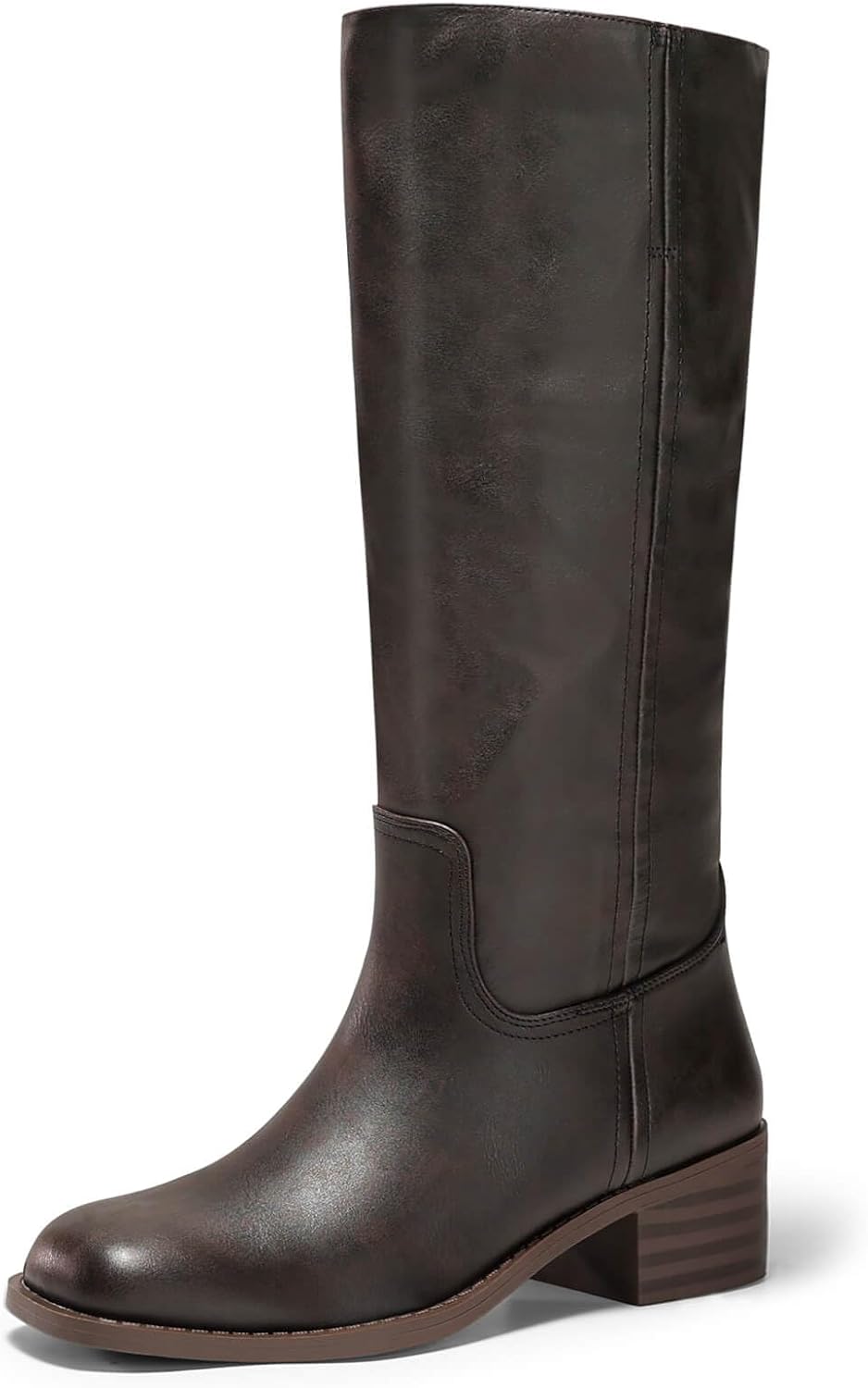 Coutgo Women's Knee High Boots with Chunky Block Heel Style