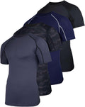 Men's Short Sleeve Compression T-Shirt 4 Pack - Slim Black Base Layer