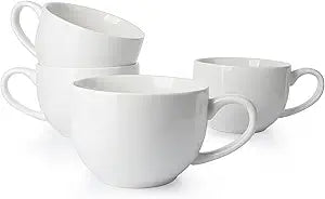 Oversized 24oz Porcelain Mugs Set of 4 for Coffee & Soup