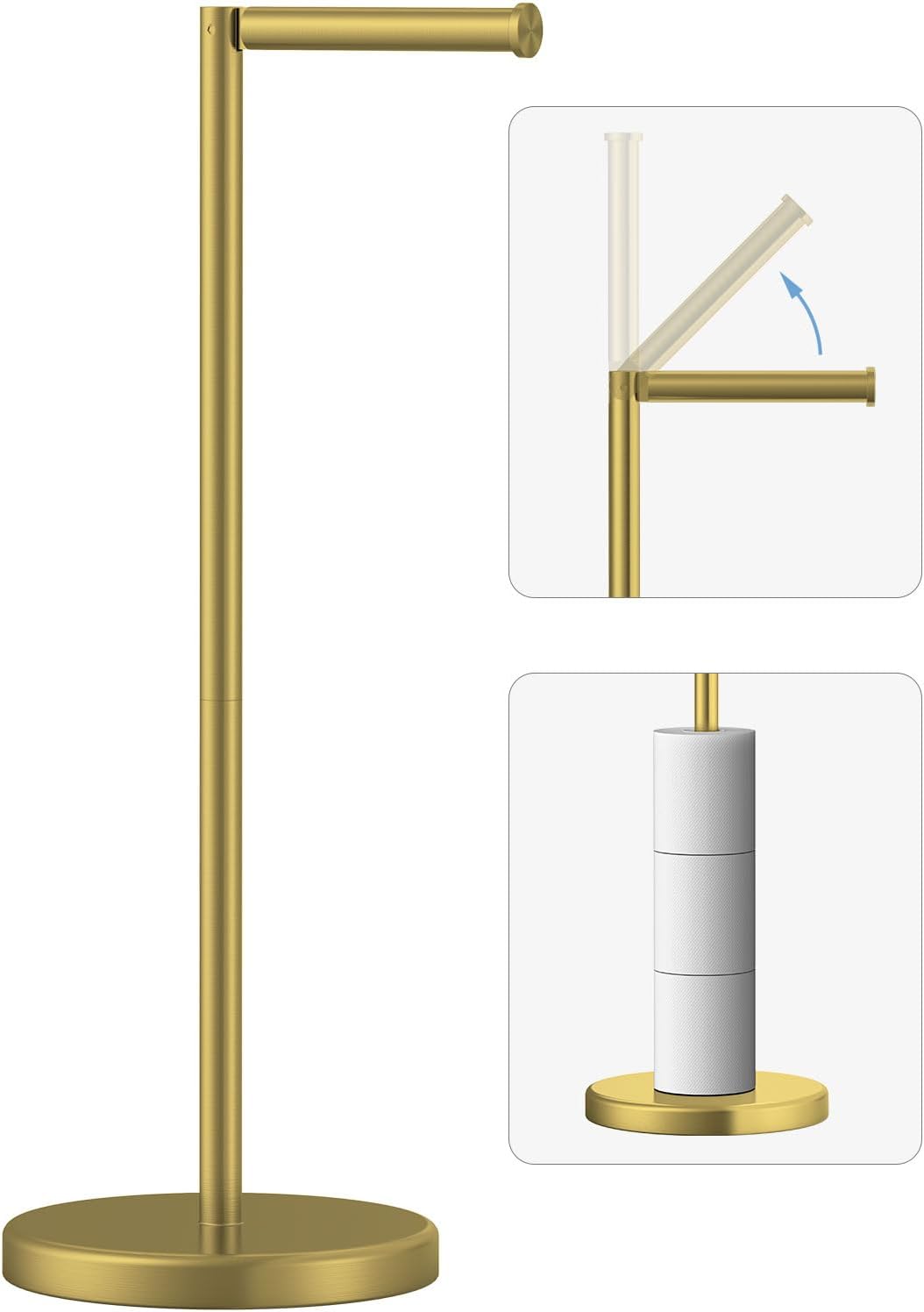 Brushed Gold Toilet Paper Holder Stand for Stylish Bathrooms