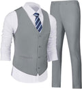 Wehilion Men's Two-Piece Vest and Pants Suit - Slim V-Neck Fit
