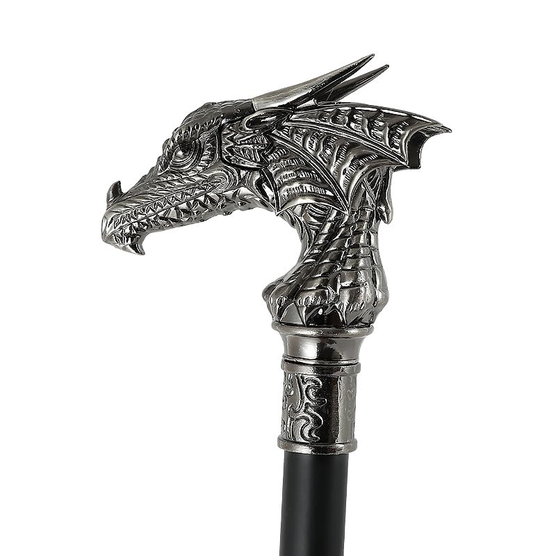37in Vintage Style Dragon Silver Cane for Elegant Walking Aid