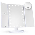 HUONUL Trifold Vanity Mirror with Lights, 10X Magnification and Touch Control