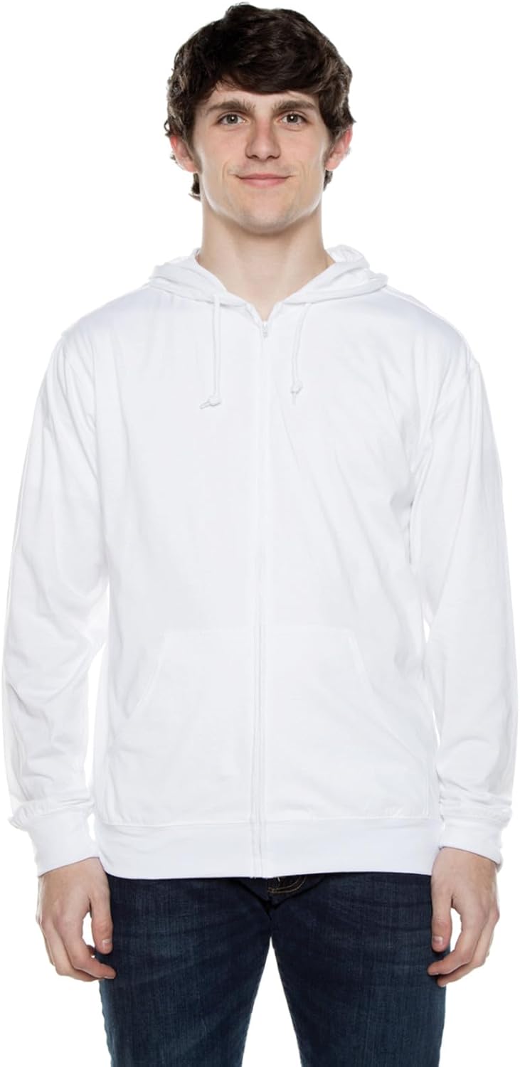 Lightweight Full Zip Cotton Hoodie for Men 