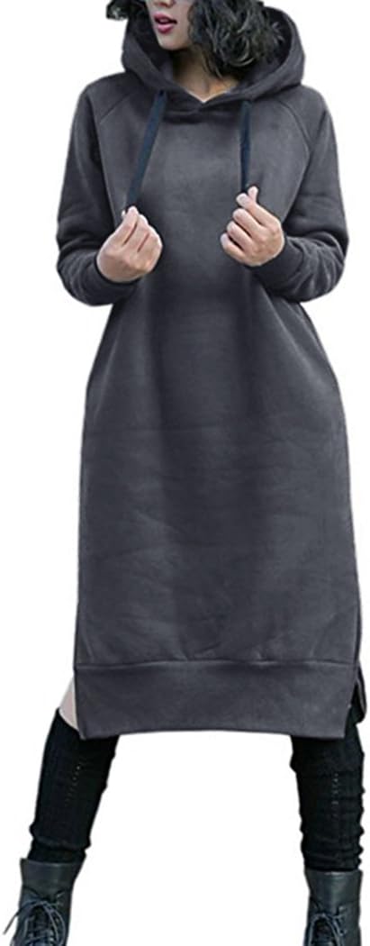 NUTEXROL Women's Thickening Long Fleece Hoodie Dress for Comfort