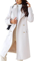 Women's Winter Lapel Double Breasted Wool Pea Coat - Classic Office