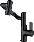Rotatable Bathroom Faucet with Temperature Display - Matte Black