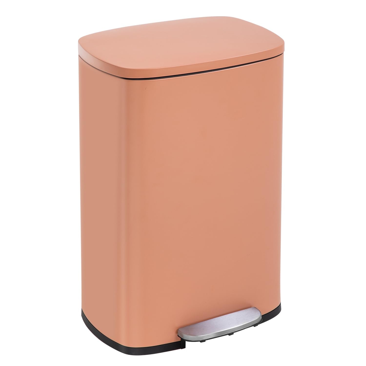13 Gallon Pink Trash Can with Lid - Fingerprint-Proof Design