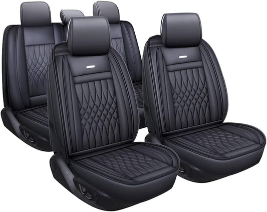 LUCKYMAN CLUB 5 Car Seat Covers Full Set Waterproof Leather