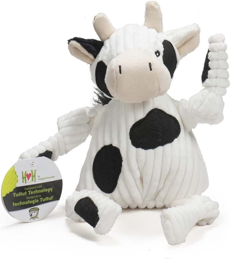 Durable Squeaky Cow Toy - HuggleHounds