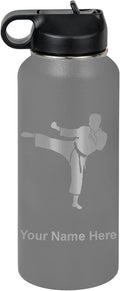 32oz Personalized Stainless Steel Water Bottle - Karate Man Design