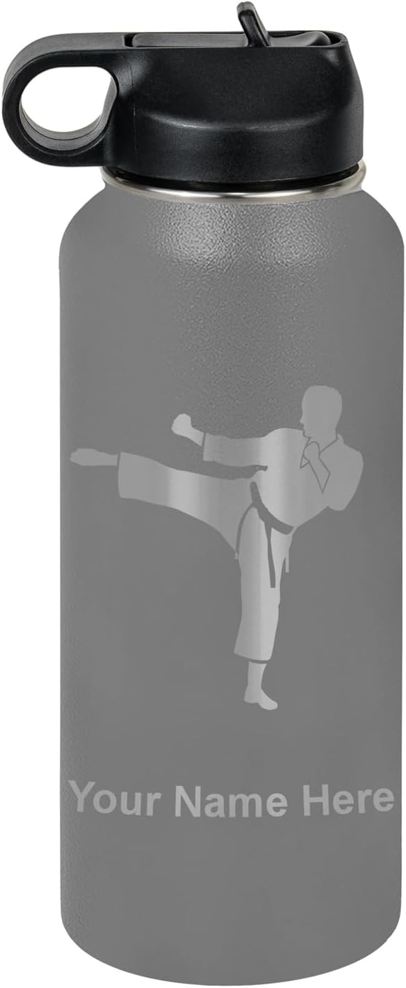 Personalized Water Bottle with Karate Man Design for Enthusiasts