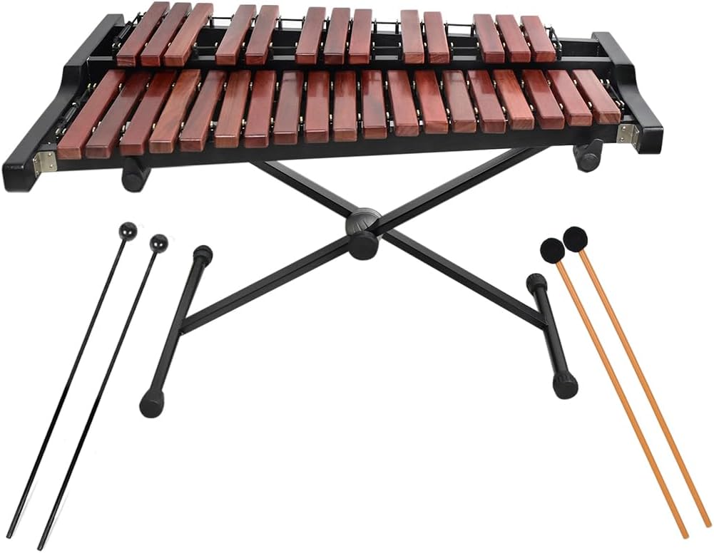 32 Note Xylophone Professional Wooden Glockenspiel with Stand