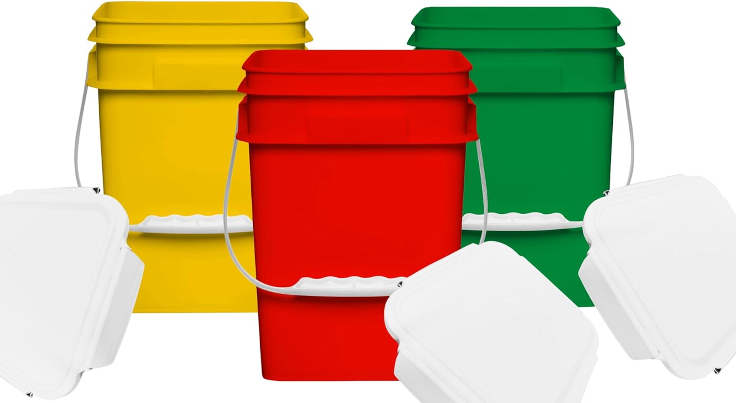 4 Gallon Square Food Grade Bucket Pail Pack of 3 for Storage
