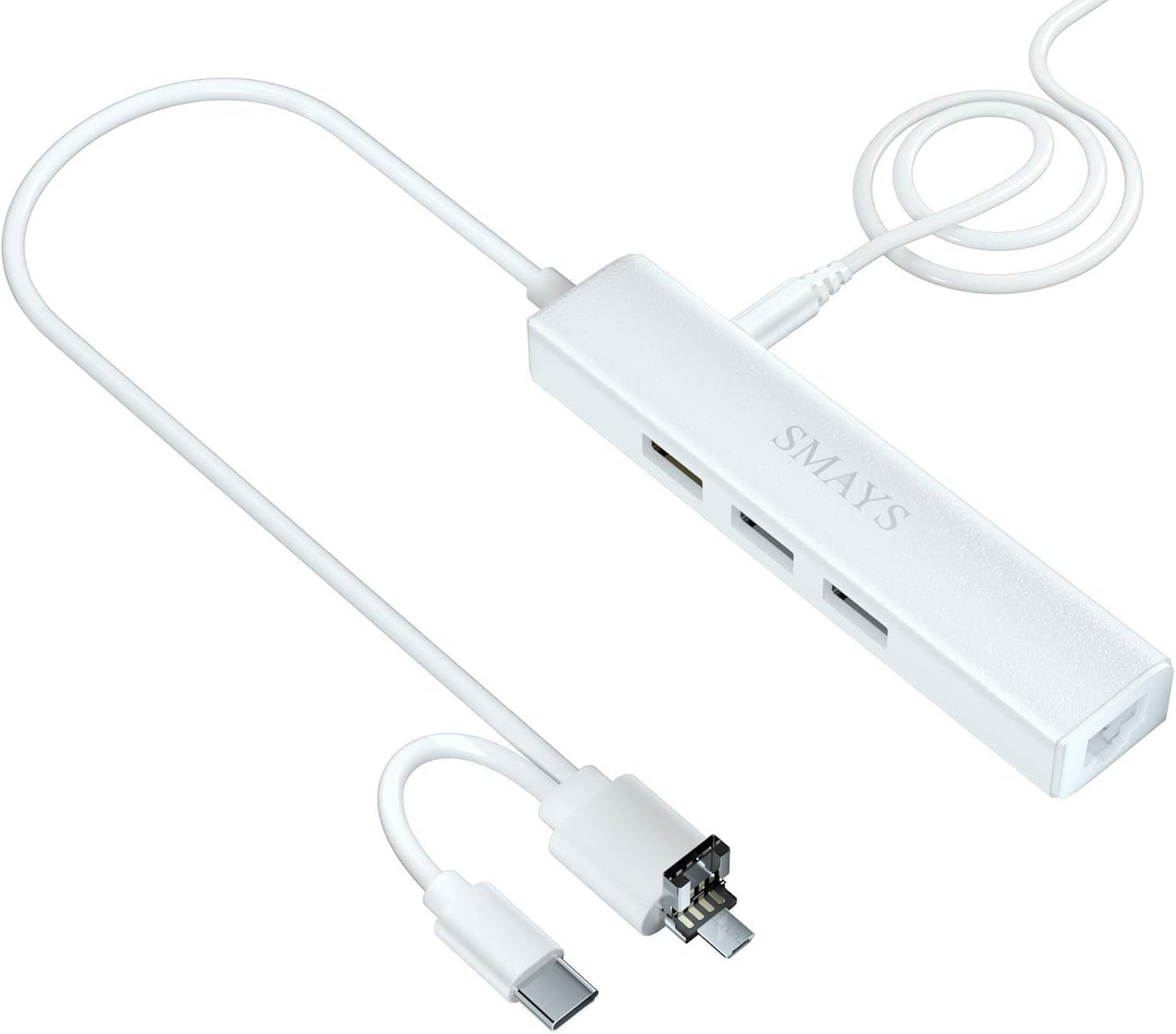 Smays USB OTG Hub with Ethernet Adapter - Samsung Tab Compatibility