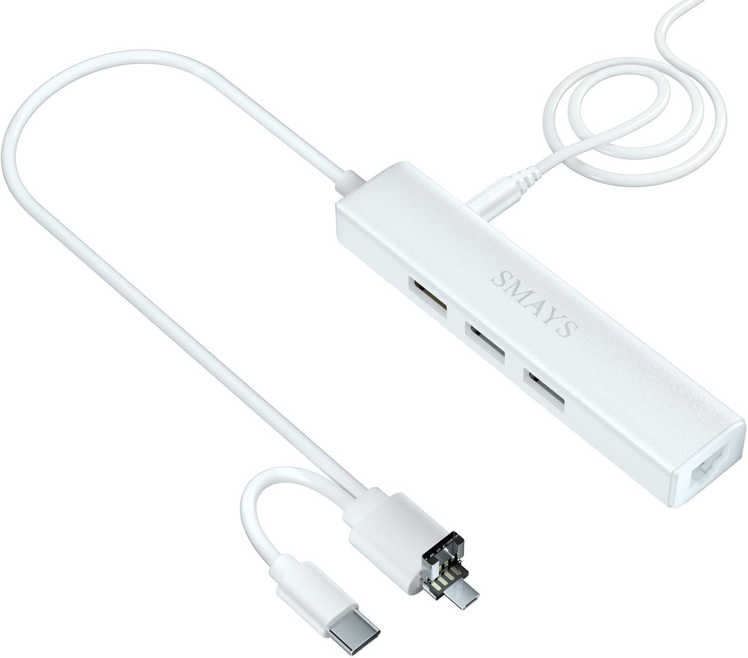 Smays USB OTG Hub with Ethernet Adapter - Samsung Tab Compatibility