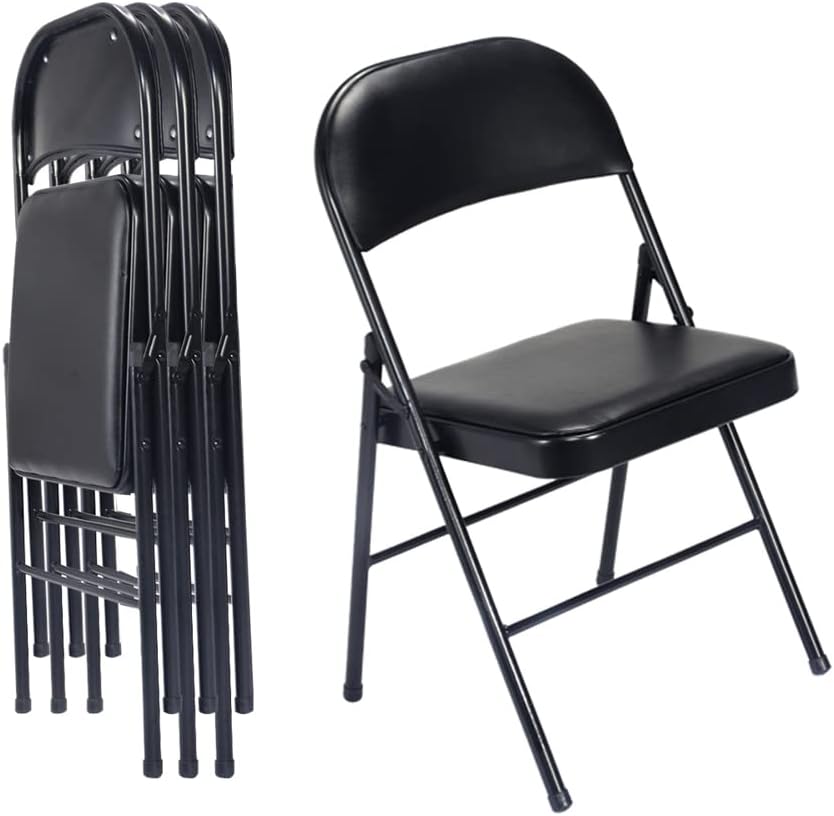 Karl Home 4 Pack Padded Folding Chairs - Sturdy & Portable Seats