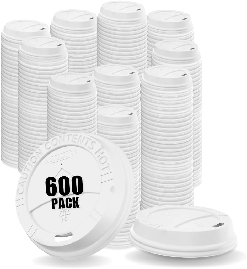 Pack of 600 White Disposable Coffee Cup Lids for Every Occasion