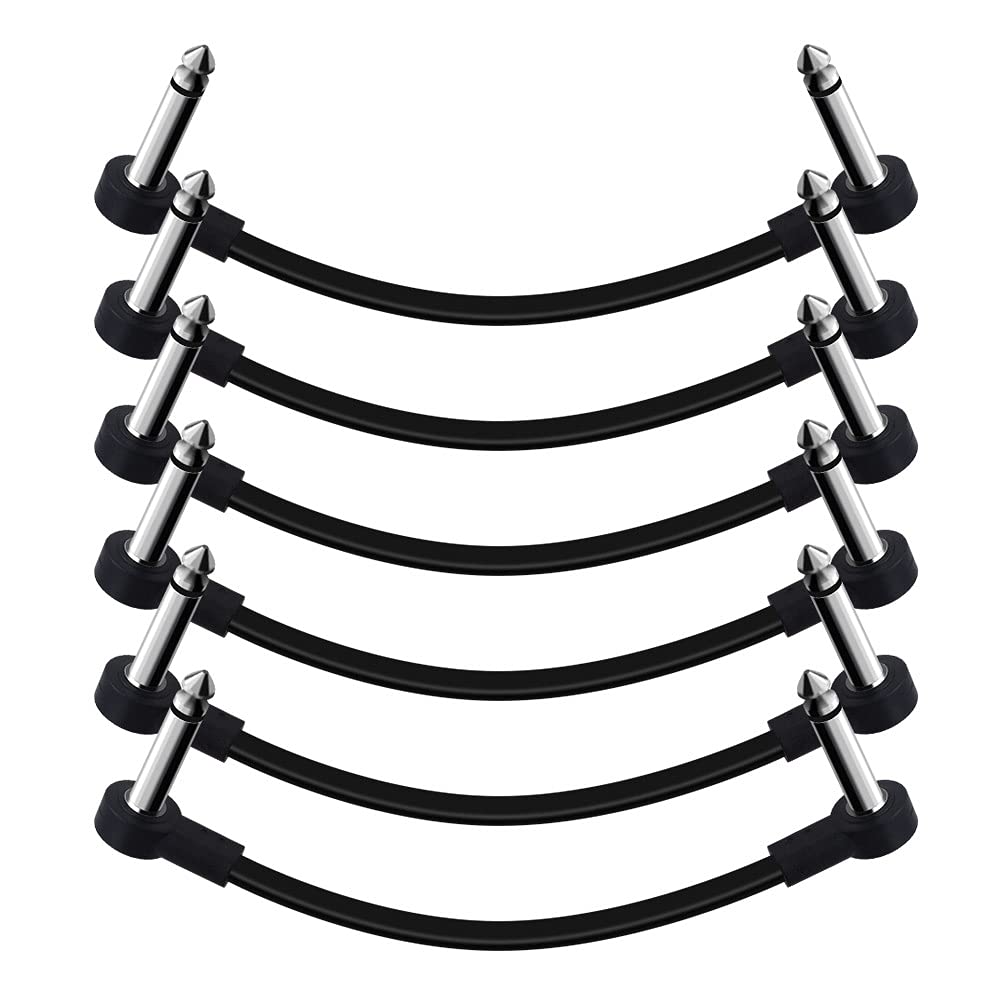 SONICAKE 6 Guitar Patch Cable 6 Pack Black ~ Smooth Signal Connection
