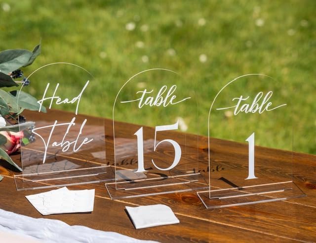 Clear Arch Acrylic Table Numbers for Wedding Reception Events