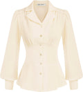 Womens Long Sleeve Peplum Blouse Red - Dressy Button Down