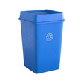 35 Gallon Blue Square Commercial Trash Can with Lid - Compact Durable