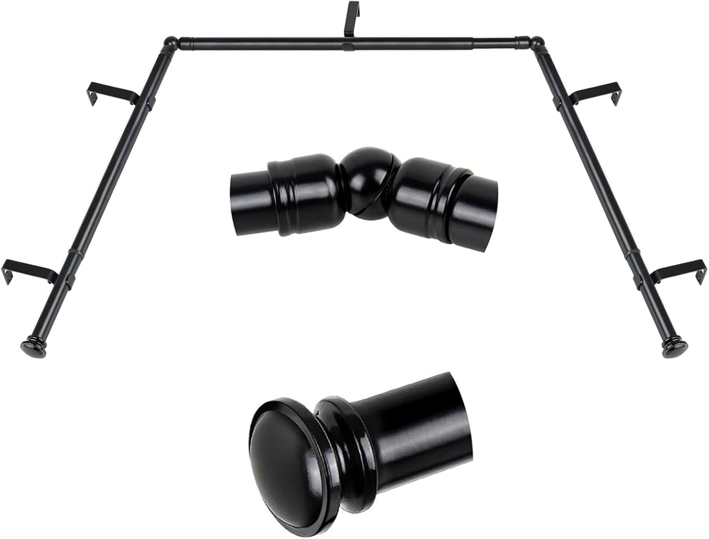 TONIAL 3/4 Inch Bay Window Curtain Rod Set