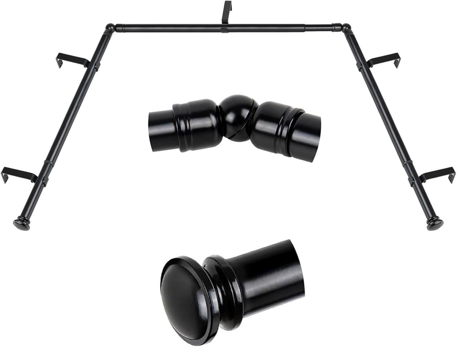 TONIAL 3/4 Inch Bay Window Curtain Rod Set