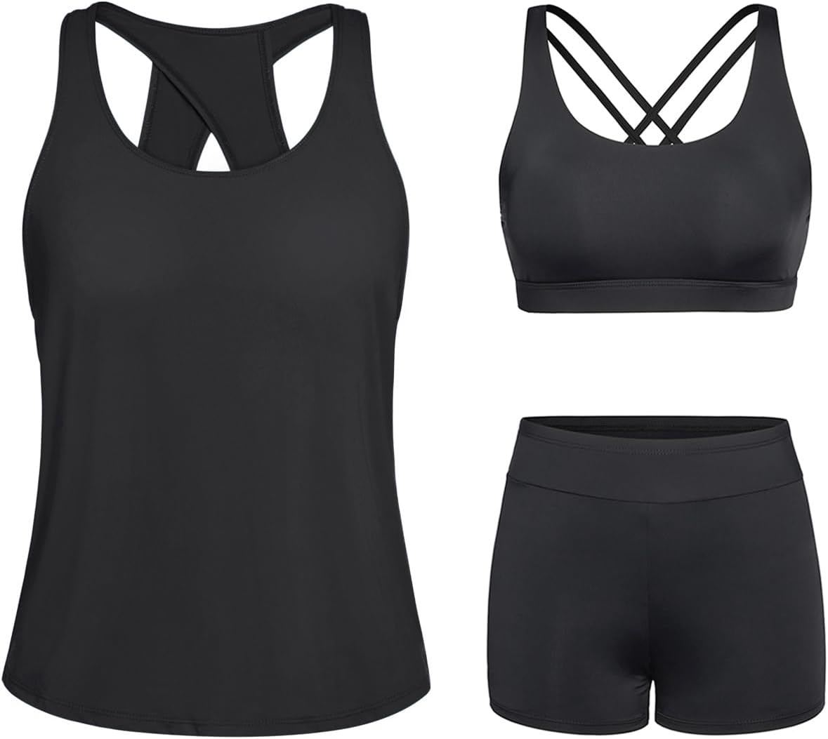 Tempt Me 3 Piece Tankini Swimsuits for Women with Boy Shorts