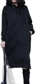 NUTEXROL Women's Thickening Long Fleece Sweatshirt Hoodie (Style LBI4)