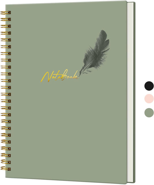 Stylish A5 Spiral Journal - 160 Pages, College Ruled, Green