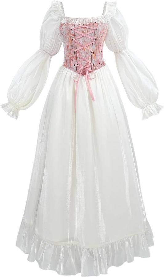 White Renaissance Dress for Women - Elegant Victorian Costume