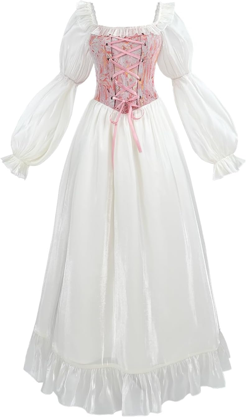 White Renaissance Dress for Women - Elegant Victorian Costume