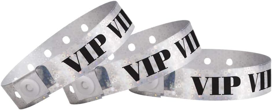 500 Holographic Silver Plastic Wristbands for Events by Wristco