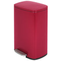 13 Gallon Red Stainless Steel Trash Can with Foot Pedal - Soft Close