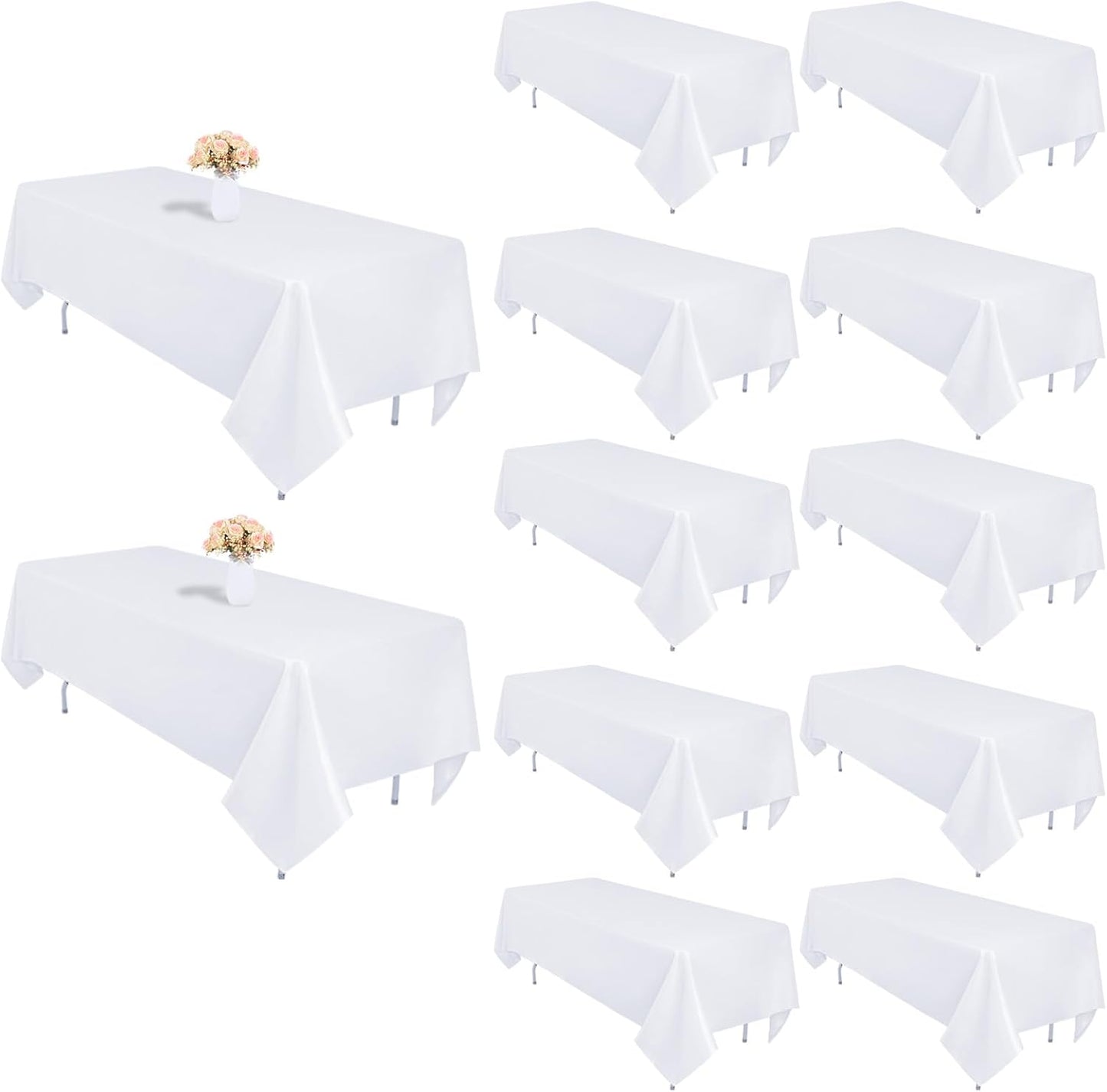 12 Pack White Table Cloths for 6 Foot Rectangle Tables