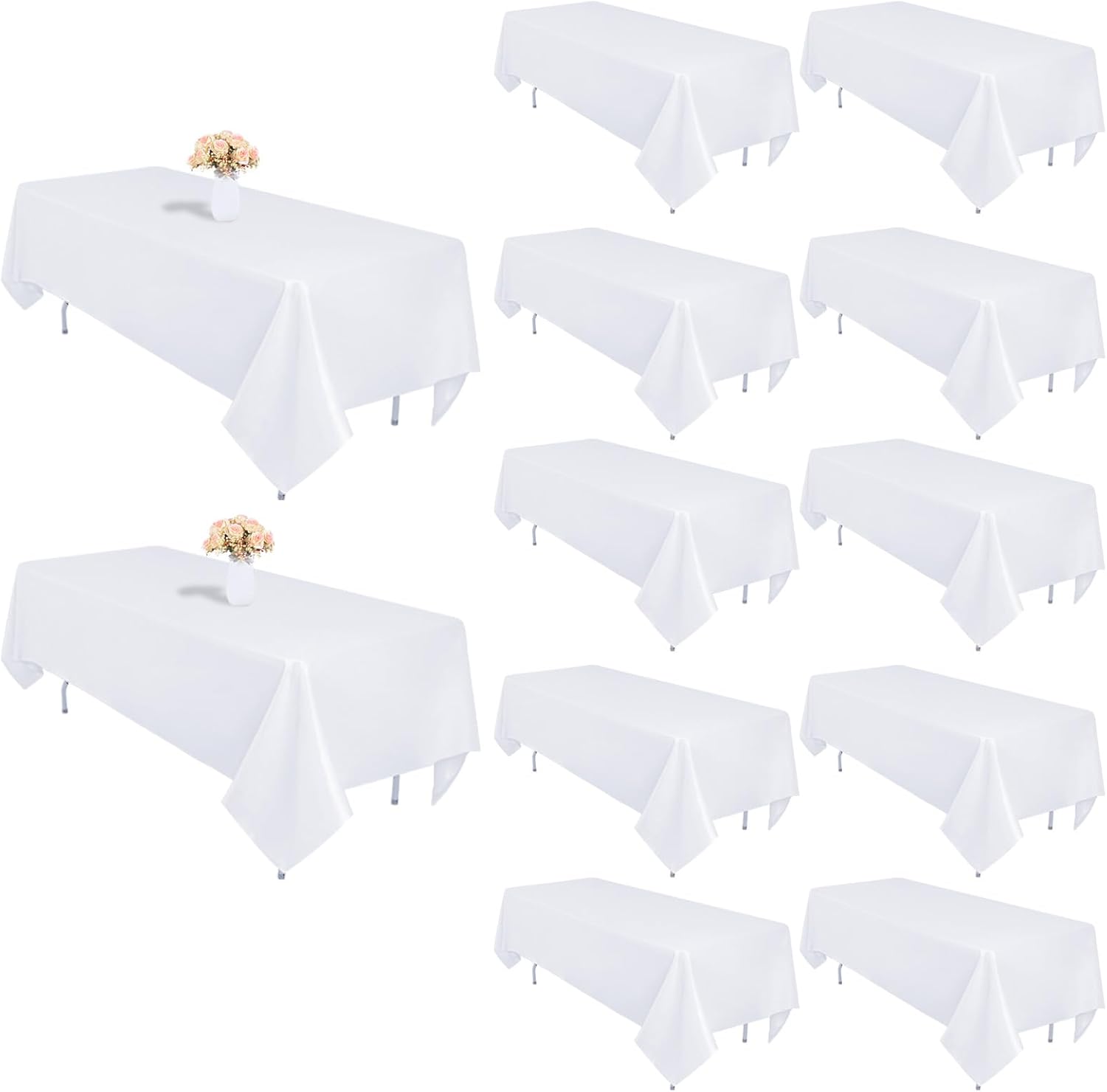 12 Pack White Table Cloths for 6 Foot Rectangle Tables