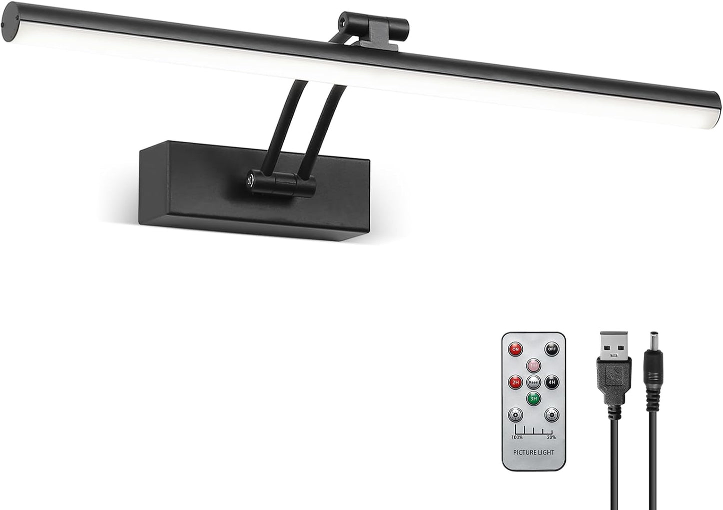 Wireless Picture Light for Art, Dimmable 16in LED Black Metal