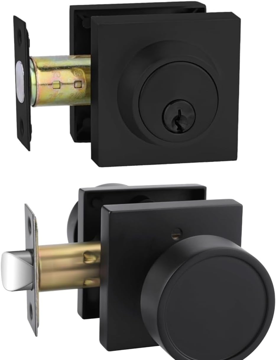 Goldenwarm Black Door Knob Set with Deadbolt for Privacy Needs