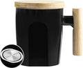 14oz Ceramic Tea Cup with Wooden Handle