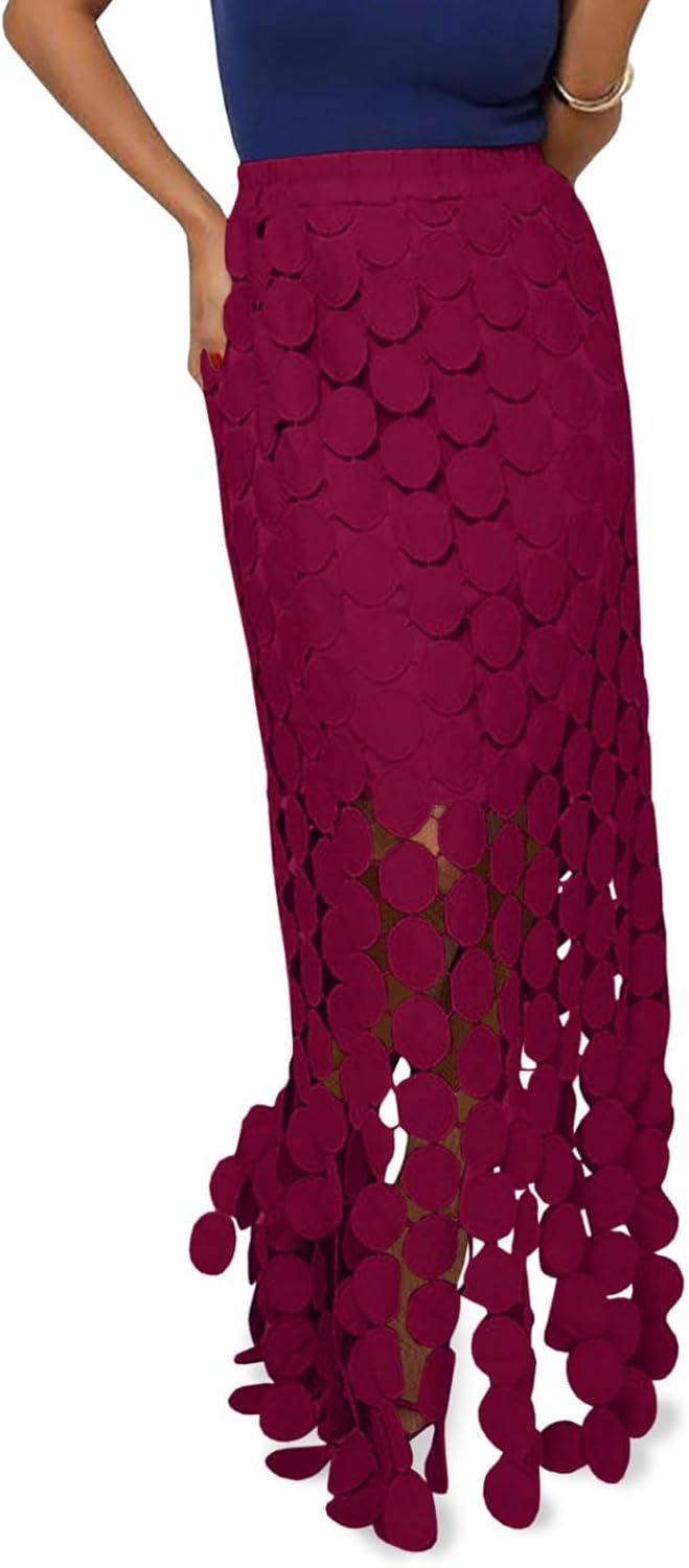 Cicy Bell Womens Hollow Out Maxi Skirt for Summer Style